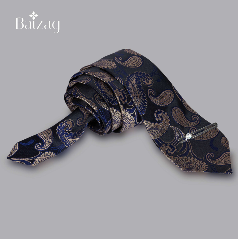 Baizag Powerful Tie combo for Men's Black with Gold Print