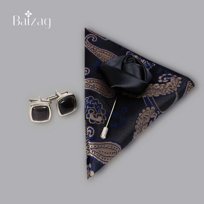 Baizag Powerful  Tie combo for Men's Black with Gold Print