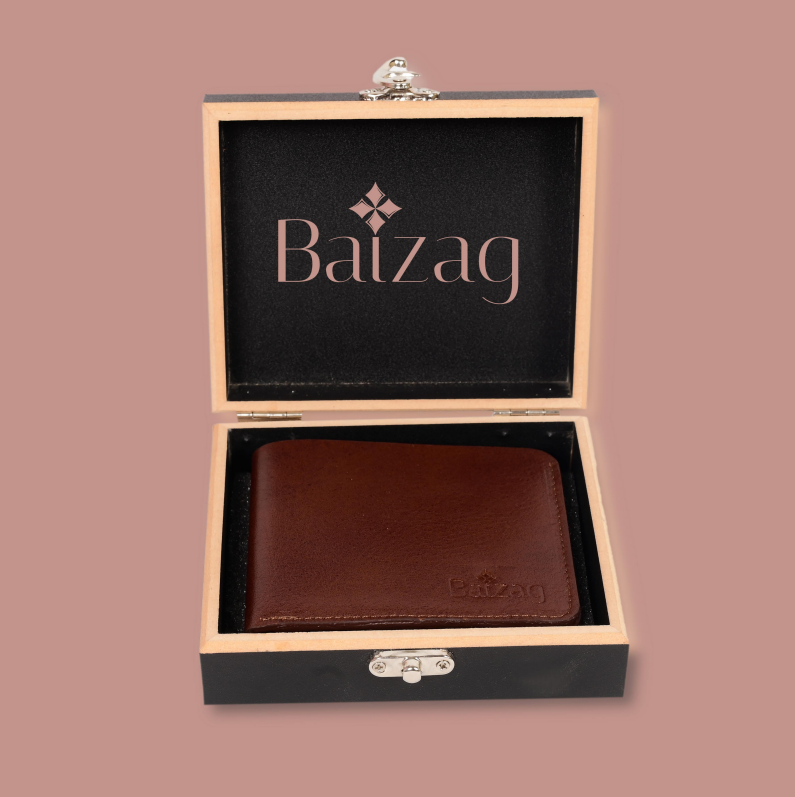 Baizag Rough and Slim Men's Wallet Brown